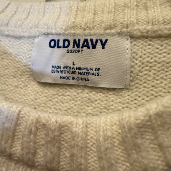 Men’s Old Navy So-Soft Blue and White Crewneck Sweater Large - Picture 3 of 4